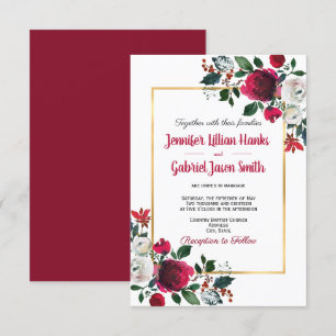 Convite Casamento com rosa de cor d'água borrifada com est
