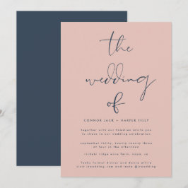 Convite Casamento com Rosa de Marinho Azul- Moderno