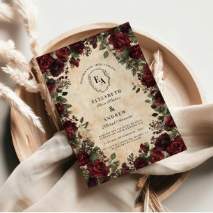 Convite Casamento com Rosa de renda preta vitoriana