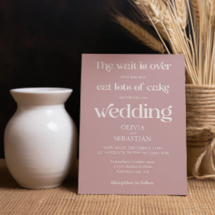 Convite Casamento com Rosa Dusty, Script Minimalista e Eng