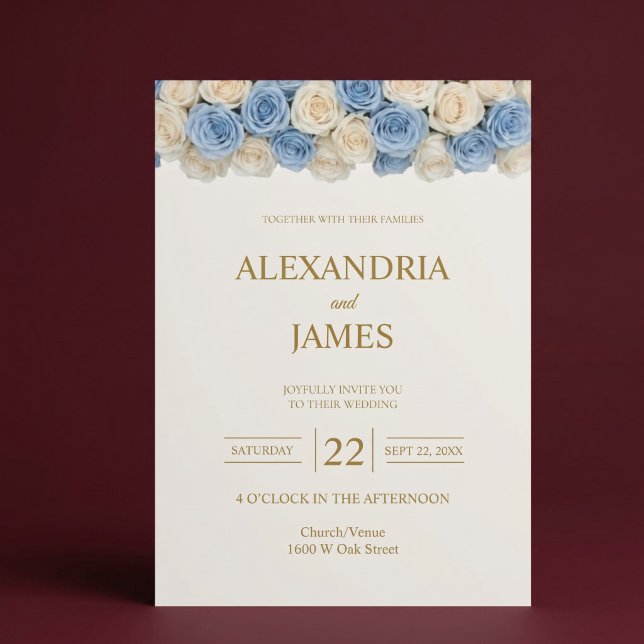 Convite Casamento com Rosas Blush e Champagne (Criador carregado)