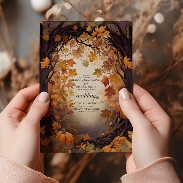 Convite Casamento com Roteiro de Abóbora Floral Boho (Criador carregado)