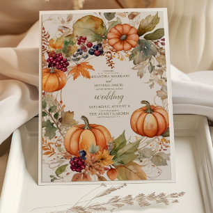 Convite Casamento com Roteiro de Abóbora Floral Boho