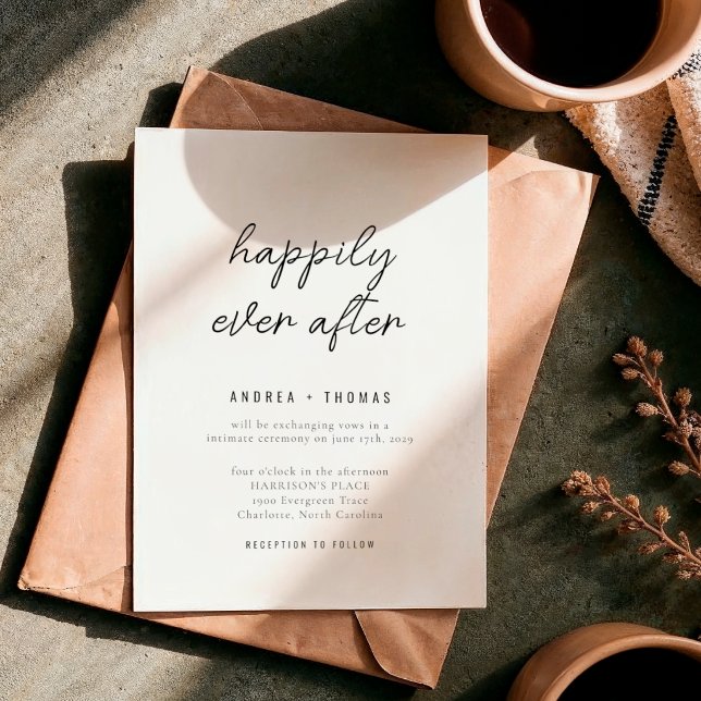 Convite Casamento com Roteiro Minimalista Feliz para Sempr (Criador carregado)