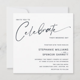 Convite Casamento com Roteiro Moderno Minimalista Simples