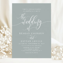 Convite Casamento com Roteiro Moderno Simples em Sage Poen