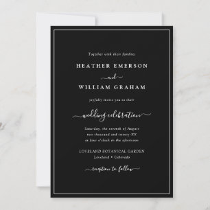 Convite Casamento com Roteiro Preto e Branco