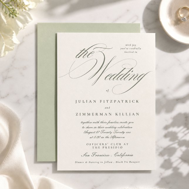Convite Casamento com Roteiro Verde Pistache (Criador carregado)