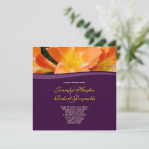 Convite Casamento com Roxo Floral e Laranja