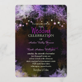 Convite Casamento com Roxo Florestal Starry Evening