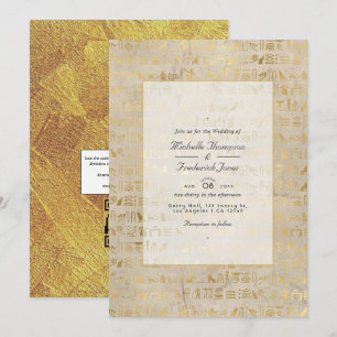 Convite Casamento com RSVP por Código QR Temático Egípcio
