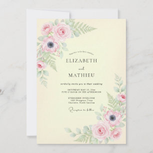 Convite Casamento com Samambaia Amarela Cremosa