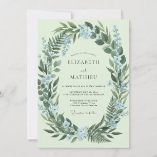 Convite Casamento com Samambaia Azure e Hortelã