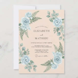 Convite Casamento com Samambaia e Periwinkle Champagne