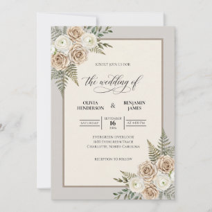 Convite Casamento com Samambaia Salvia Champanhe