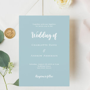 Convite Casamento com script azul Dusty