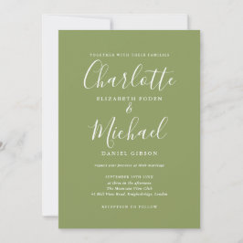 Convite Casamento com Script de Assinatura Elegante Verde