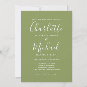 Convite Casamento com Script de Assinatura Elegante Verde 
