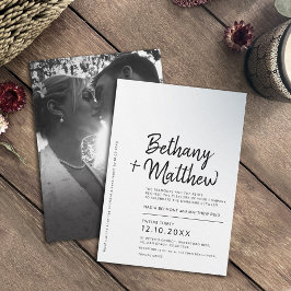 Convite Casamento com script de caligrafia mono minimalist