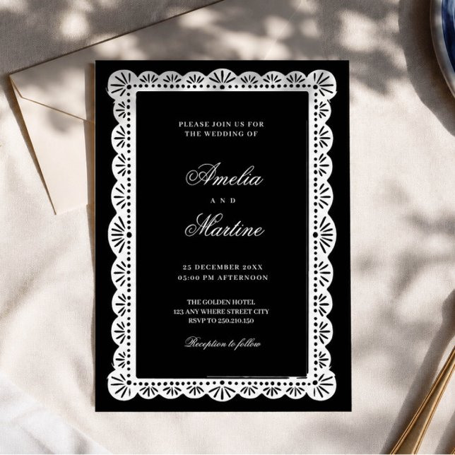 Convite Casamento com script de dinheiro antigo preto e br (Criador carregado)