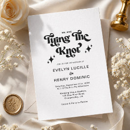 Convite Casamento com Script Negrito Groovy Preto e Branco