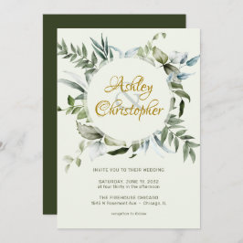 Convite Casamento com Script Verde Moderno Elegante