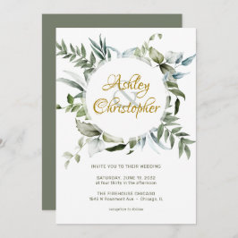 Convite Casamento com Script Verde Moderno Elegante