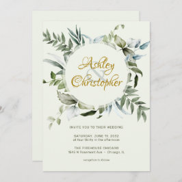 Convite Casamento com Script Verde Moderno Elegante