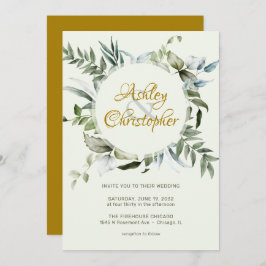 Convite Casamento com Script Verde Moderno Elegante