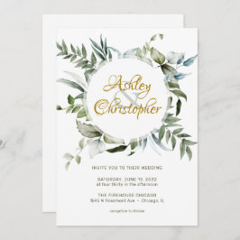Convite Casamento com Script Verde Moderno Elegante