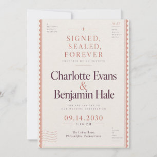 Convite Casamento com Selo Postal Vintage