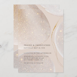 Convite Casamento com Shimmer Dourado Luminoso e Escamudo