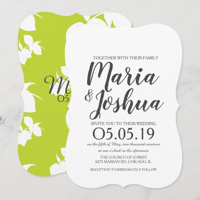 Convite Casamento com Silo de Limão Verde Brilhante Fresco (Frente/Verso)