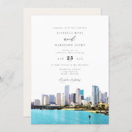 Convite Casamento com Skyline da cidade de Miami na Flórid