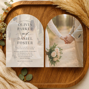 Convite Casamento com Sobreposição de Foto Contemporâneo R