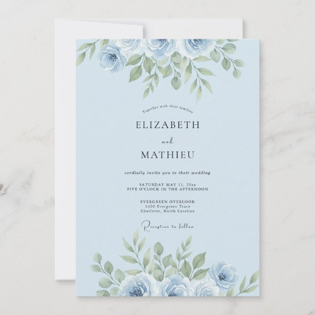 Convite Casamento com Spray Folhoso de Vinca (Frente)