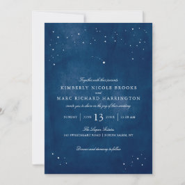 Convite Casamento com Star Blue Watercolor