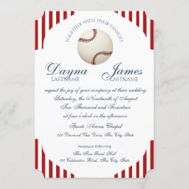 Convite Casamento com Stripes de Baseball Park