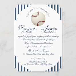Convite Casamento com Stripes de Baseball Park