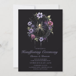 Convite Casamento com Teia Floral de Aranha Roxa Gótica