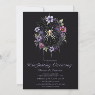 Convite Casamento com Teia Floral de Aranha Roxa Gótica