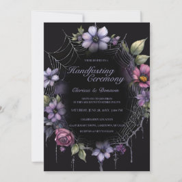 Convite Casamento com Teia Floral de Aranha Roxa Gótica