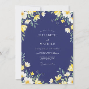 Convite Casamento com Tema Cottagecore Indigo Mostarda em 