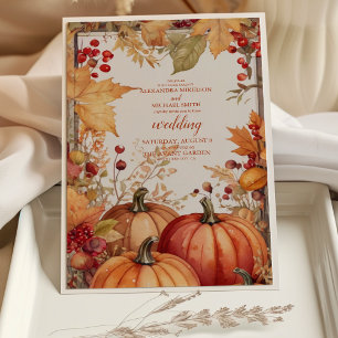 Convite Casamento com Tema de Abóbora Floral Country