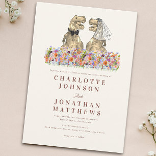 Convite Casamento com tema de flores silvestres e dinossau