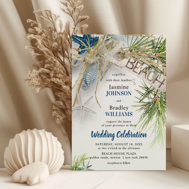 Convite Casamento com Tema de Praia Moderna (Criador carregado)