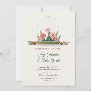 Convite Casamento com Terrário de Vidro Begônia e Samambai