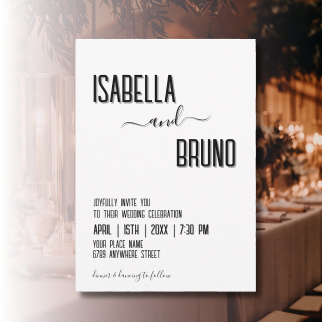 Convite Casamento com Texto Personalizado Preto Moderno e  (Criador carregado)