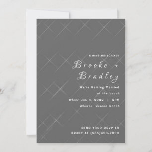 Convite Casamento com Textura de Diamante Cinza