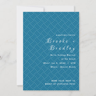Convite Casamento com Textura Tecido Azul